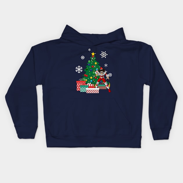 Pegasus Seiya Around The Christmas Tree Kids Hoodie by Nova5